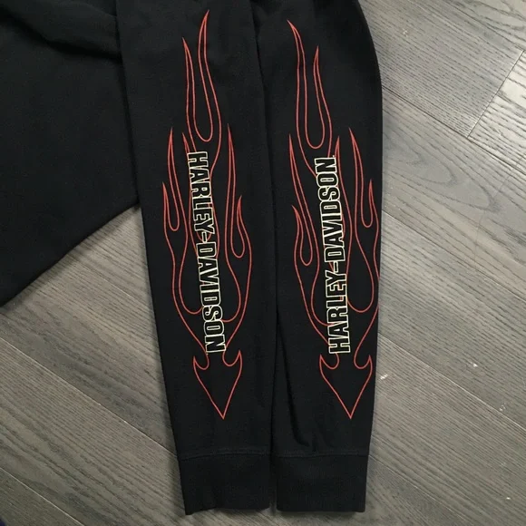 Harley Davidson Flames Long Sleeve T-Shirt Black Motorcycles Tee Medium - Picture 9 of 13